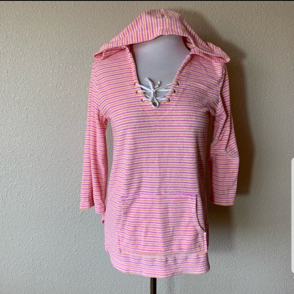 Lily Pulitzer Pullover Hoodie Sweater V-Neck